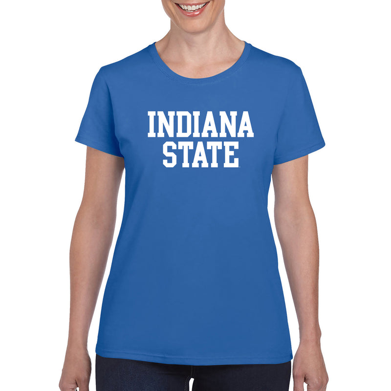 Indiana State University Sycamores Basic Block Women's T Shirt - Royal