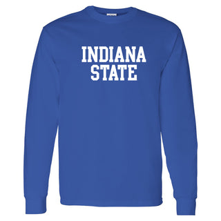 Indiana State University Sycamores Basic Block Long Sleeve T Shirt - Royal