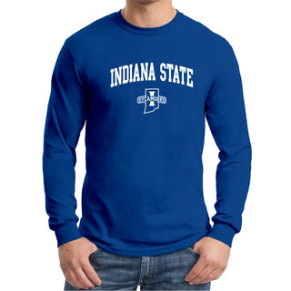 Indiana State University Sycamores Arch Logo Long Sleeve T Shirt - Royal