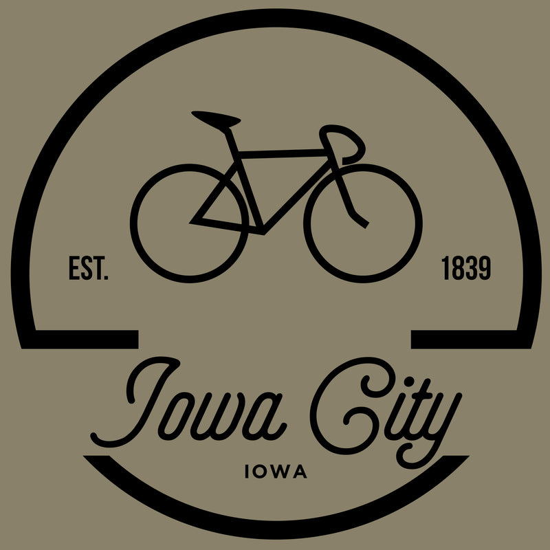 Iowa City Bike Logo Short Sleeve T Shirt - Light Olive