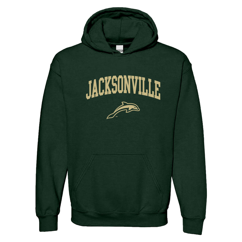 Jacksonville University Dolphins Arch Logo Cotton Hoodie - Forest