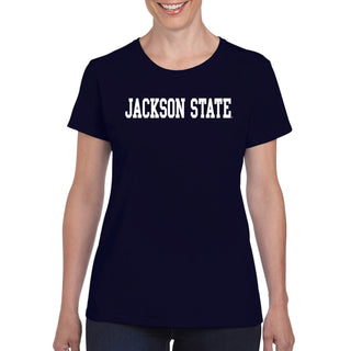 Jackson State Tigers Basic Block Women's T Shirt - Navy