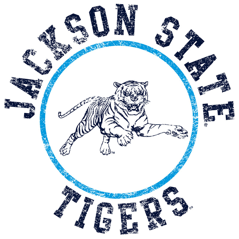 Jackson State Tigers Distressed Circle Logo Long Sleeve T Shirt - White