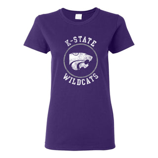 Kansas State University Wildcats Distressed Circle Logo Cotton Women's T-Shirt - Purple