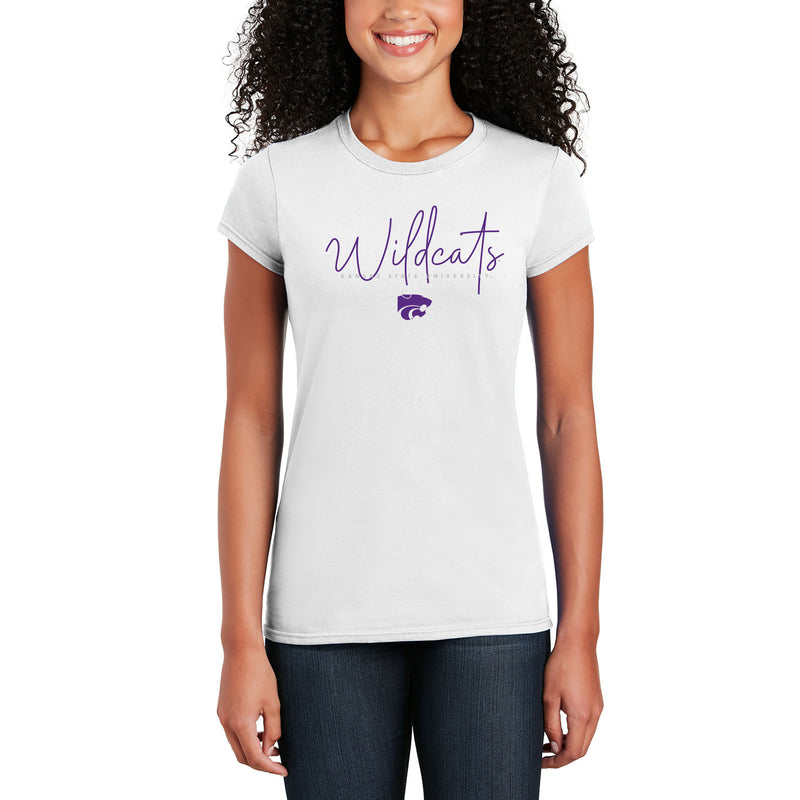 Kansas State Thin Script Womens T-Shirt - White