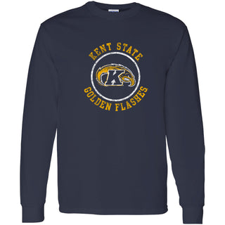 Kent State University Golden Flashes Distressed Circle Logo Long Sleeve T-Shirt - Navy