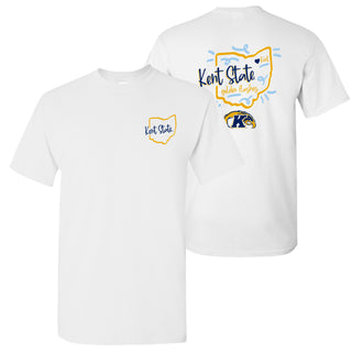 Kent State University Golden Flashes Playful Sketch Cotton Short Sleeve T Shirt - White