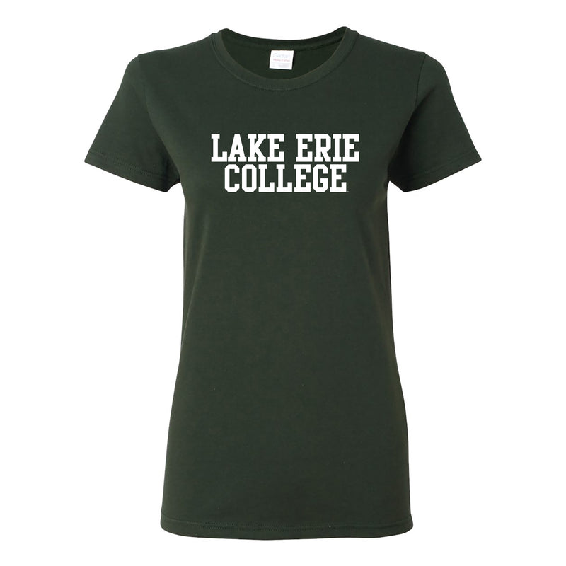 Lake Erie College Storm Basic Block Womens Short Sleeve T Shirt - Forest