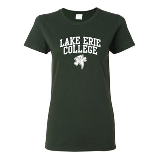 Lake Erie College Storm Arch Logo Women's Short Sleeve T Shirt - Forest