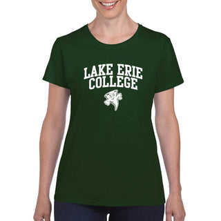 Lake Erie College Storm Arch Logo Women's Short Sleeve T Shirt - Forest