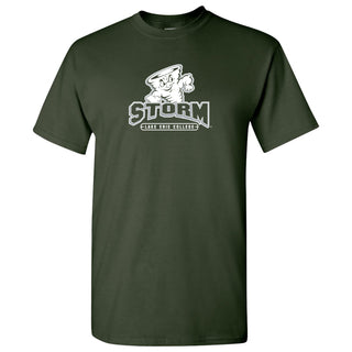 Lake Erie College Storm Primary Logo Short Sleeve T Shirt - Forest