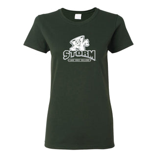 Lake Erie College Storm Primary Logo Women's Short Sleeve T Shirt - Forest