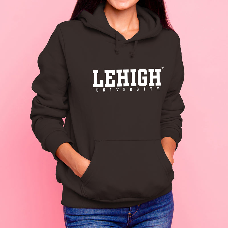 Lehigh University Mountain Hawks Basic Block Hoodie - Dark Chocolate