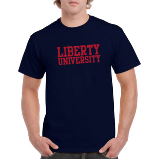 Liberty University Flames Basic Block T Shirt - Navy