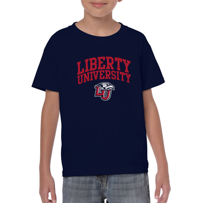 Liberty University Flames Arch Logo Youth T Shirt - Navy