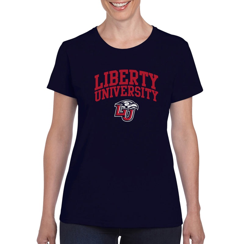 Liberty University Flames Arch Logo Womens T Shirt - Navy