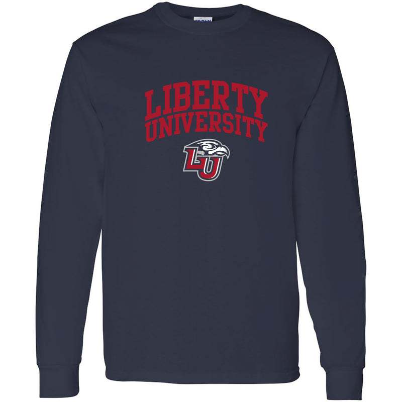 Liberty University Flames Arch Logo Long Sleeve T Shirt - Navy