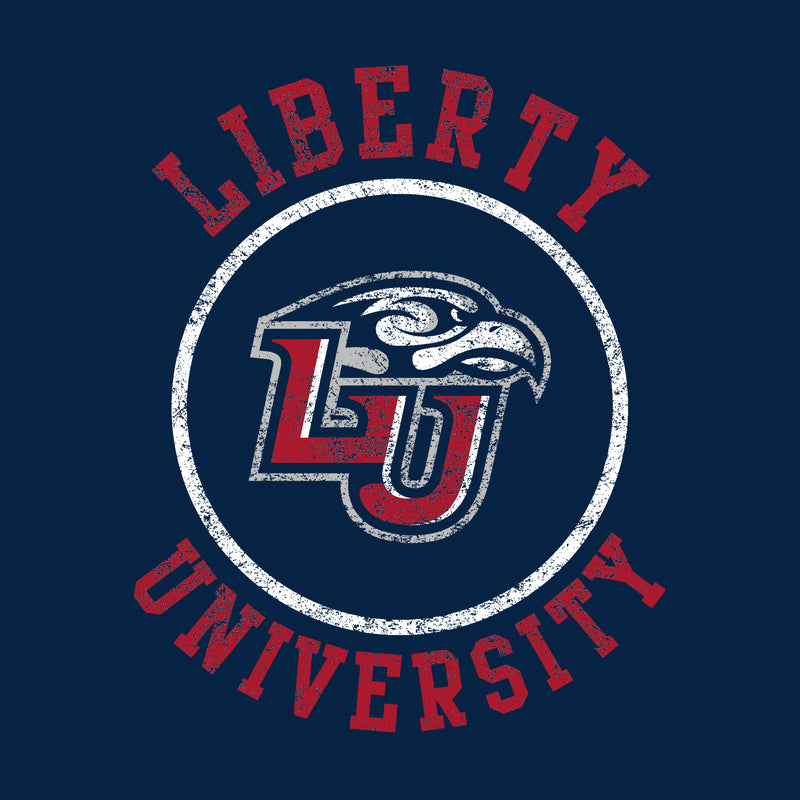 Liberty University Flames Distressed Circle Logo Youth T Shirt - Navy