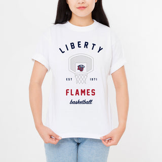 Liberty University Flames Basketball Net T Shirt - White