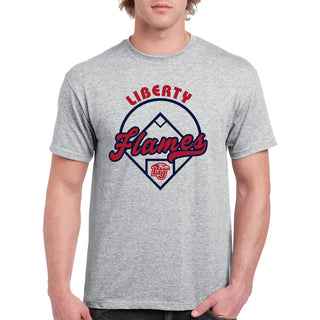 Liberty University Flames Baseball Field T Shirt - Sport Grey