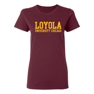 Loyola Chicago Ramblers Basic Block Womens T Shirt - Maroon