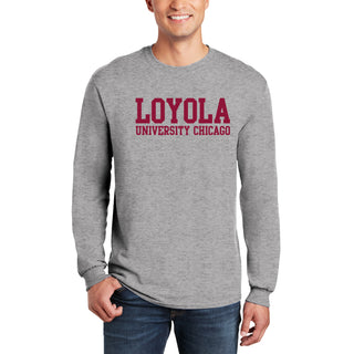 Loyola Chicago Ramblers Basic Block Long Sleeve T Shirt - Sport Grey