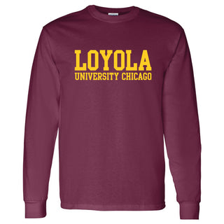 Loyola University Chicago Ramblers Basic Block Long Sleeve T Shirt - Maroon