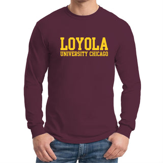 Loyola University Chicago Ramblers Basic Block Long Sleeve T Shirt - Maroon