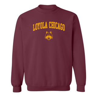 Loyola Chicago Ramblers Arch Logo Crewneck Sweatshirt - Maroon