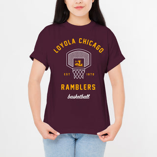 Loyola University Chicago Rambler Basketball Net T Shirt - Maroon