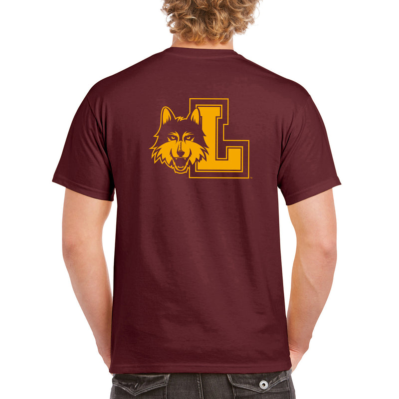 Loyola University Chicago Ramblers Front Back Print Short Sleeve T Shirt - Maroon