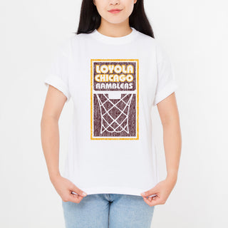 Loyola University Chicago Ramblers Basketball Net Block T Shirt - White