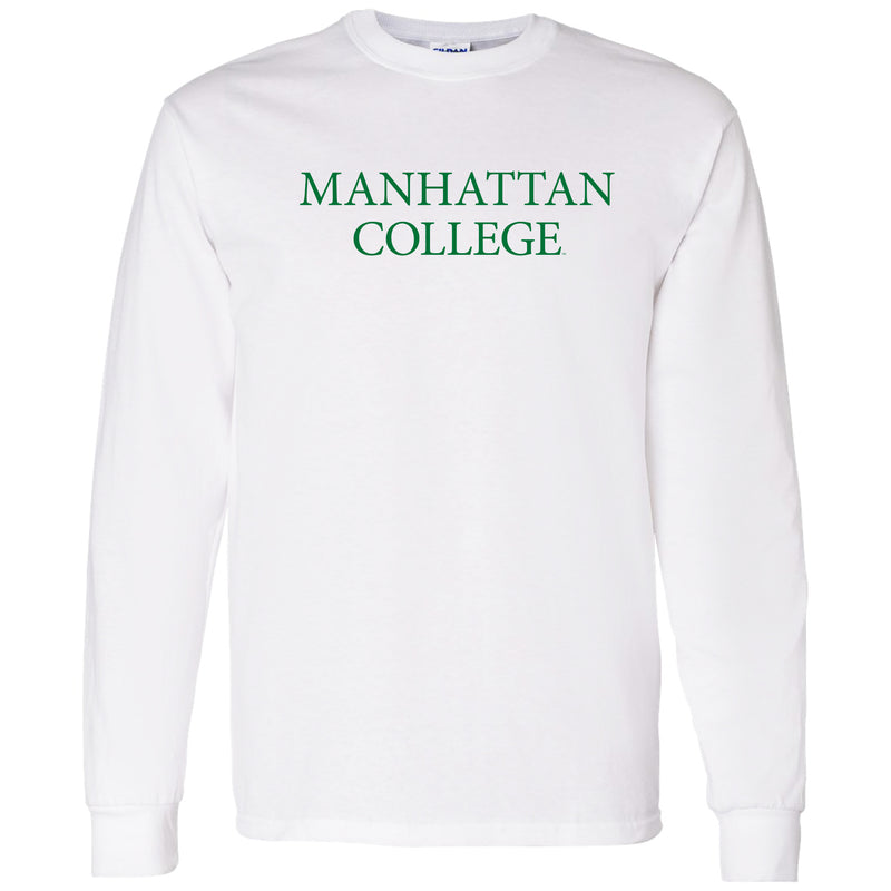 Manhattan College Jaspers Basic Block Long Sleeve T Shirt - White