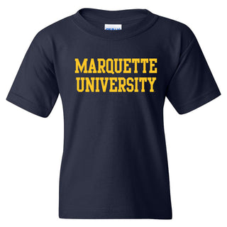 Marquette University Golden Eagles Basic Block Youth T-Shirt - Navy