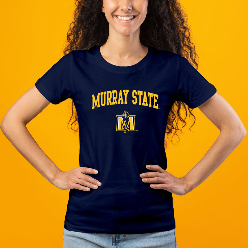 Murray State University Racers Arch Logo Womens Short Sleeve T Shirt - Navy