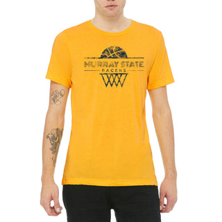 Murray State Racers Oblique Basketball Hoop Canvas Triblend T-Shirt - Yellow Gold