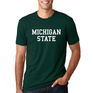 Michigan State University Spartans Basic Block Next Level Short Sleeve T Shirt - Forest Green