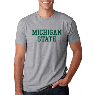 Michigan State University Spartans Basic Block Next Level Short Sleeve T Shirt - Heather Grey