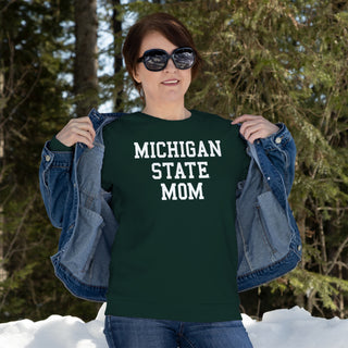 Michigan State Spartans Basic Block Mom Crewneck Sweatshirt - Forest