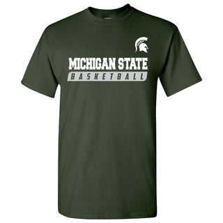 Michigan State University Spartans Basketball Slant Short Sleeve T-Shirt - Forest