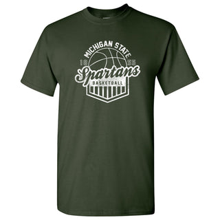 Michigan State University Spartans Basketball Shield Short Sleeve T-Shirt - Forest