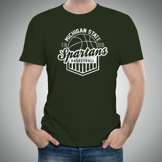 Michigan State University Spartans Basketball Shield Short Sleeve T-Shirt - Forest