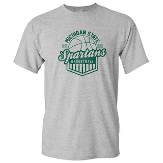 Michigan State University Spartans Basketball Shield Short Sleeve T-Shirt - Sport Grey