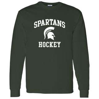 Michigan State University Spartans Arch Logo Hockey Long Sleeve T Shirt - Forest