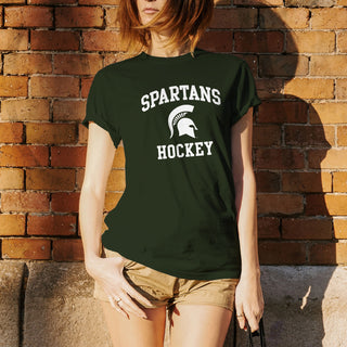 Michigan State University Spartans Arch Logo Hockey Short Sleeve T Shirt - Forest