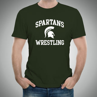 Michigan State University Spartans Arch Logo Wrestling Short Sleeve T Shirt - Forest