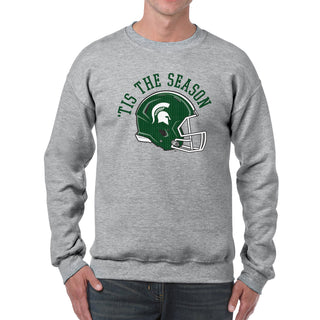 Michigan State Spartans Tis The Season Basic Cotton Crewneck Sweatshirt - Sport Grey