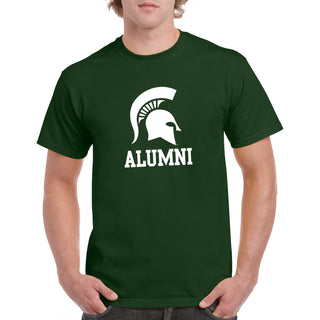 Michigan State University Spartans Primary Logo Alumni Basic Cotton Short Sleeve T Shirt - Forest