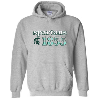 Michigan State University Spartans Throwback Year Stripe Heavy Blend Hoodie - Sport Grey