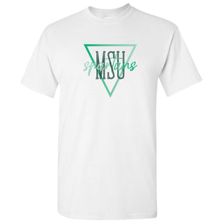 Michigan State University Spartans Gradient Triangle Basic Cotton Short Sleeve T Shirt - White